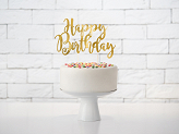 Cake topper Happy Birthday, gold, 22.5cm