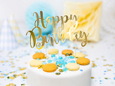 Cake topper Happy Birthday, gold, 22.5cm