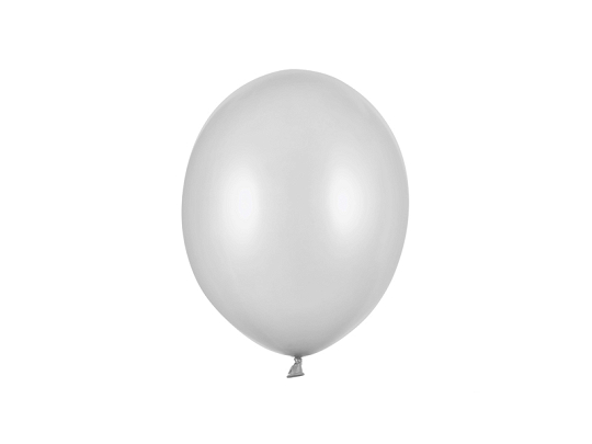 Balony Strong 23cm, Metallic Silver Snow (1 op. / 100 szt.)