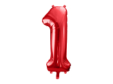 Balon foliowy Cyfra ''1'', 86cm, czerwony