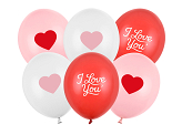 Balony 30 cm, I love you, mix (1 op. / 6 szt.)