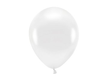Ballons Eco 26 cm métallisés, blanc (1 pqt. / 10 pc.)
