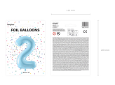 Folienballon Ziffer ''2'', 86cm, hellblau