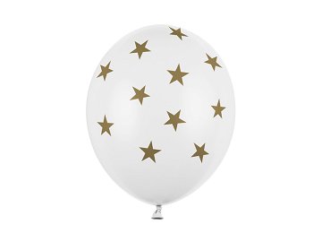 Balony 30cm, Gwiazdki, Pastel Pure White (1 op. / 50 szt.)