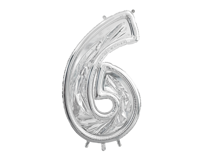 Sifferballong – Ramballong – siffra 6 – silver – 126 cm
