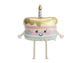 Walking foil balloon Cake, 67x57 cm, beige
