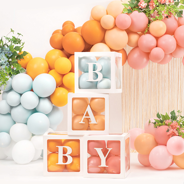 Balloon boxes BABY, 30x30 cm, white (1 pkt / 4 pc.) - Designer ...