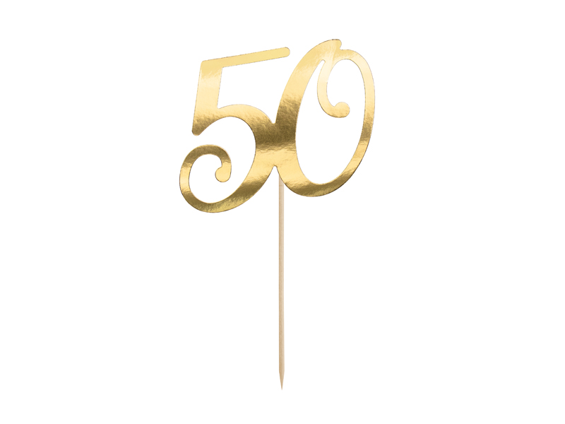 Tårttoppers – 50-årsdag – guld – 20.5 cm