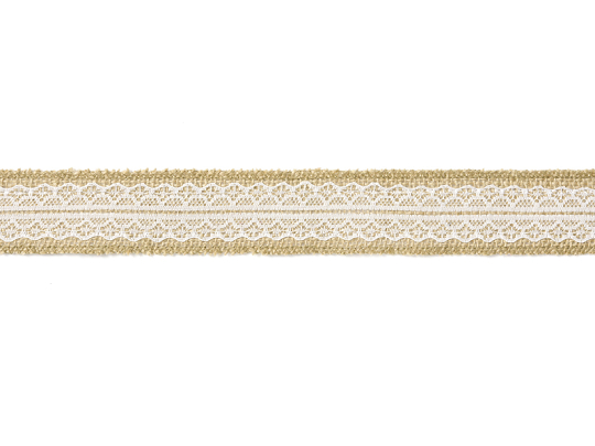 Taśma jutowa z koronką, 4x500cm