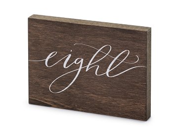 Wooden table number, ''Eight'', 2x18x12.5 cm