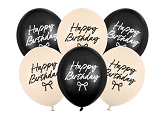 Ballons Strong Happy Birthday Nœuds, 30 cm, assortiment (1 pqt. / 6 pc.)