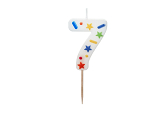 Birthday Candle Number '7', white confetti, 5.5cm