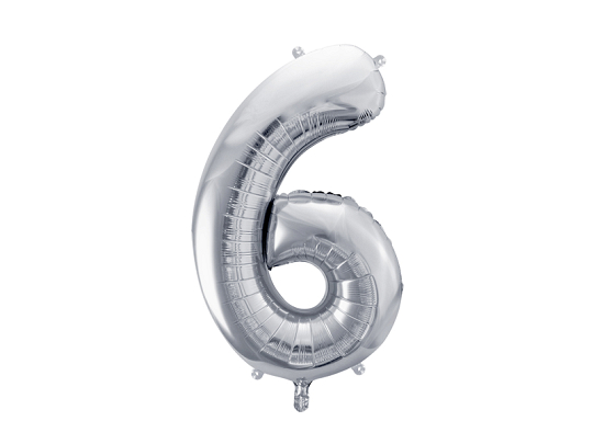 Ballon Mylar Chiffre ''6'', 72cm, argent