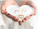 Porcelain wedding rings plate Heart, 13.3x10.8 cm.