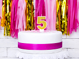 Birthday candle Number 5, gold, 7cm