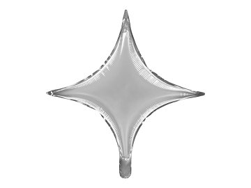 Balon foliowy Gwiazda 4-ramienna, 45 cm, srebrny
