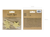 Cupcake toppers - Stars, gold, 11.5cm (1 pkt / 6 pc.)
