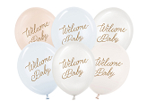 Balony 30 cm, Welcome Baby, mix niebieski (1 op. / 6 szt.)