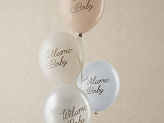 Balony 30 cm, Welcome Baby, mix niebieski (1 op. / 6 szt.)