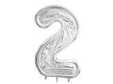 Nummerrahmen '2' für Latexballons, 126cm, Glänzend Silber