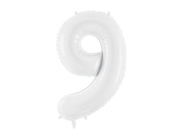 Foil ballon Number ''9'', 86 cm, white