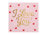 Serwetki I love you, 33x33 cm, różowe (1 op. / 20 szt.)
