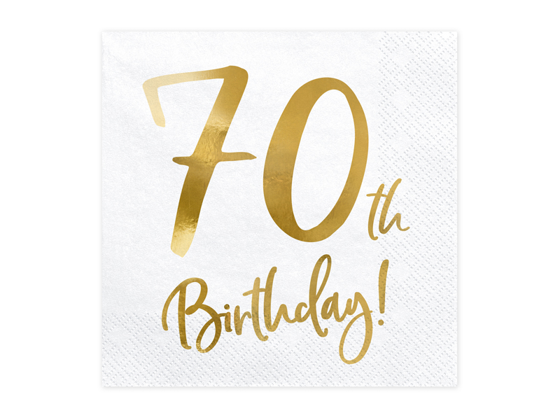 Servetter – 70-årsdag – vit – 20-pack