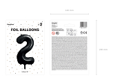 Folienballon Ziffer ''2'', 86cm, schwarz