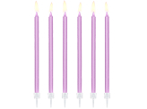 Plain birthday candles, light lilac, 14cm (1 pkt / 12 pc.)