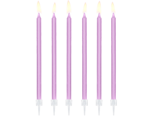 Plain birthday candles, light lilac, 14cm (1 pkt / 12 pc.)