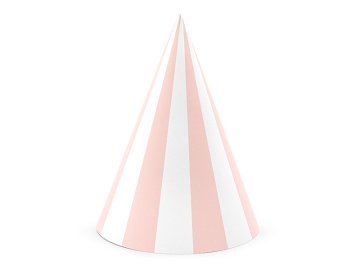 Chapeaux de fête - Rayures, rose clair, 16cm (1 pqt. / 6 pc.)