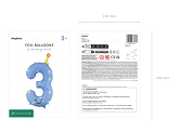 Foil balloon Number ''3'', 86cm, blue