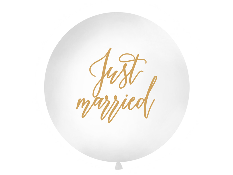 Latexballong – vit – 1 m – Just Married