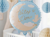 Ballon aluminium pastille ''Witaj w domu'', 35x35 cm, bleu clair