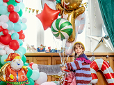 Stehender Folienballon Weihnachtsmann, 63x106 cm, mix