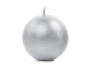 Candle Sphere, metallic, silver, 6cm (1 pkt / 10 pc.)
