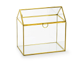 Briefumschlagsbox aus Glas, gold, 13x21x21cm