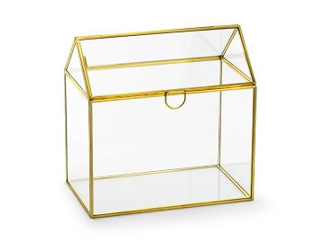 Briefumschlagsbox aus Glas, gold, 13x21x21cm