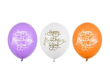 Balony 30 cm, Happy Birthday To You, mix (1 op. / 50 szt.)