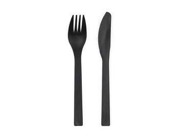 Plastic cutlery, 18–18.5 cm, black (1 pkt / 12 pc.)