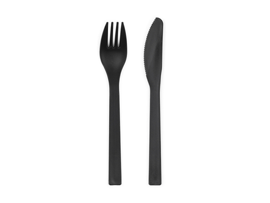 Plastic cutlery, 18–18.5 cm, black (1 pkt / 12 pc.)