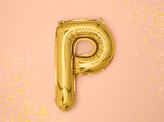 Balon foliowy Litera ''P'', 35cm, złoty