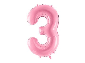 Foil Balloon Number ''3'', 86cm, pink