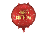 Foil balloon tablet Happy Birthday, 35x35 cm, dark red