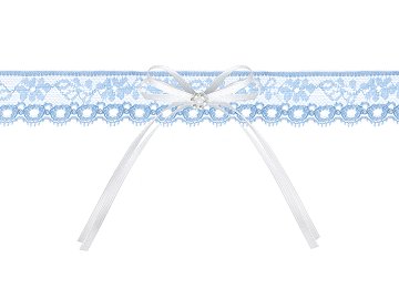 Lace garter with a ribbon, sky-blue