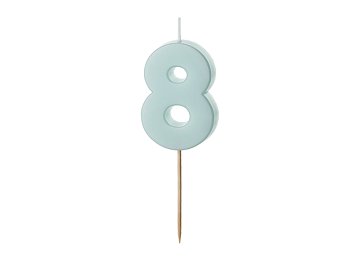 Birthday candle Numeral 8, light blue, size 5.5 cm