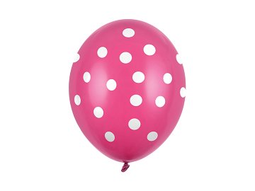 Balloons 30cm, Dots, Pastel Hot Pink (1 pkt / 6 pc.)