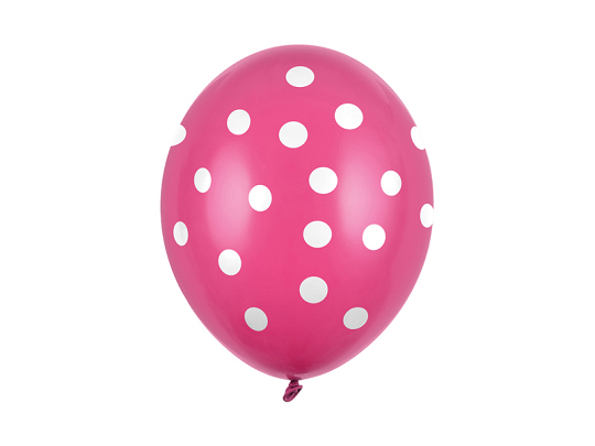 Ballons 30 cm, Pois, Rose chaud pastel (1 pqt. / 6 pc.)