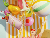 Folienballon Ball in Streifen, 75 cm, Mix