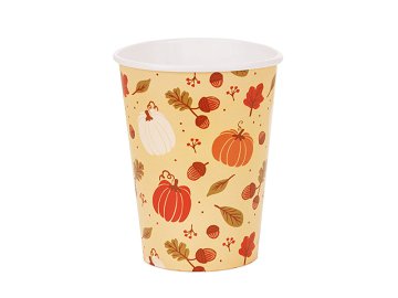 Pappbecher Kürbisse und Eicheln, 250 ml, orange (1 VPE / 6 Stk.)